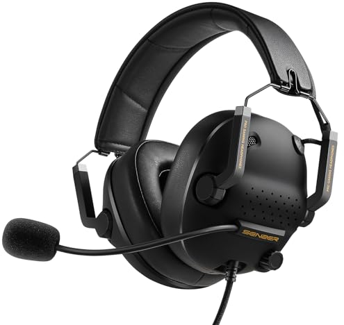 Senzer Cuffie gaming con cancellazione del rumore con microfono per Xbox One PS4 PS5 PC, imbottitura morbida in memory foam, pieghevole portatile, cuffie gamer cablate con microfono per Xbox 1 PS4 NS