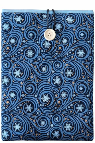 Funda de Libro Navideña Acolchada con Estampado Festivo de Tela, Ideal como Regalo para Lectores en navidad, protector de libros,acessorio lectura, funda de tela, tamaño 27x20 cm (Brisa navideña)
