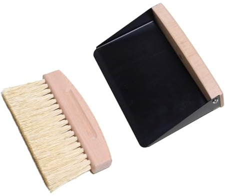 AOVNA 2pcs Small Dustpan and Brush Set Portable Desk Brush Set Mini Wooden Table Brush and Dustpan for Sweeping Table Tabletop