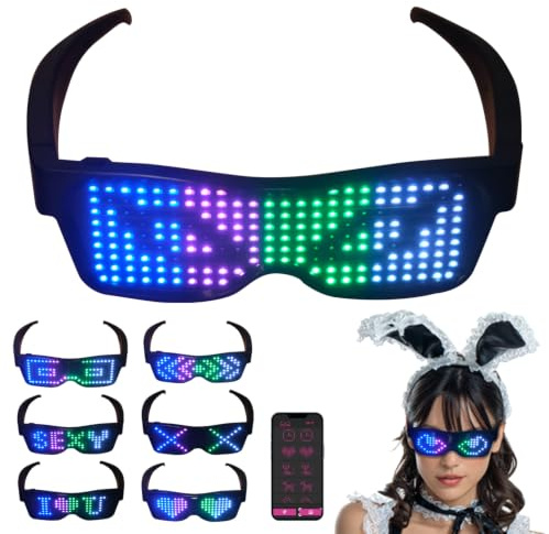 Bluetooth-LED-Brille, beleuchtete Brille für Weihnachten, Halloween, Festivals | LED-Sonnenbrille, LED-Licht-Brille, App-Steuerung, LED-Display, Smart-Brille für Nachtclub, für Erwachsene ab 18 Jahren