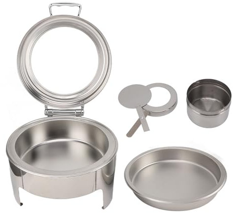 6l Roll Top Chafing Dish Buffet Set Glass Lid Lid Holder Thickened Stainless Steel Chafers and Buffet Warmers Sets for Catering Party Event Serving (1 Full Size Pan)