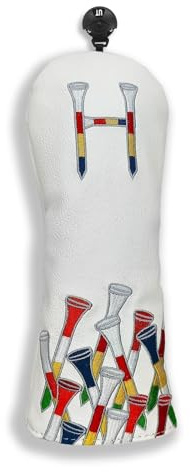 Custodia per testa di mazza da golf,Ricamo motivo Chiodi colorati,in materiale PU impermeabile,copertura protettiva per mazze da golf,adatta per driver,legni da fairway e ibridi.