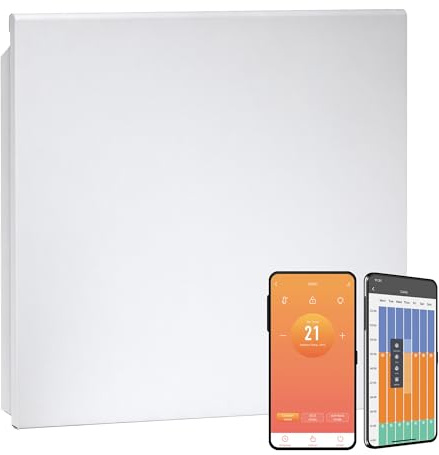 Lyndo WiFi Electric Panel Heater/Convector Radiatot, Wall Mounted, Splash Proof, With Timer, Thermostat, Voice Control, Modern (White, 500W)