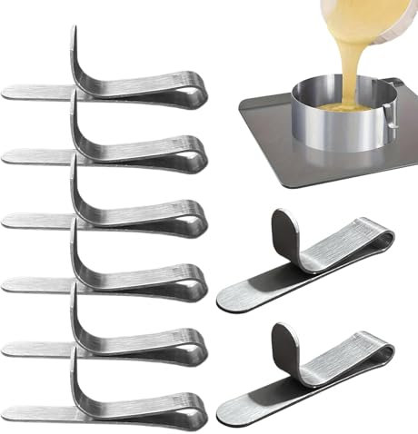 Lot de 8 clips en métal pour moule à gâteau, anneaux de dessert en acier inoxydable, accessoires de pâtisserie pour débutants amateurs de décoration de maison, cuisine, pâtisserie, muffins, cookies