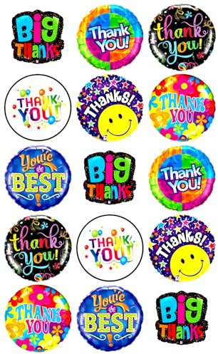 15 x Thank You Mix Edible Cupcake Toppers – Wafer Card or Icing – Thanks Care Love Celebration Party Themed Birthday Decorations Perfect For Brownies Cookies Muffins & More! (Edible Wafer Card)