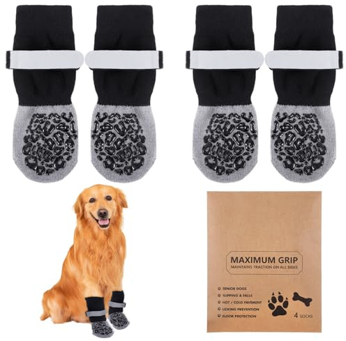 DONQTWAY 2 Paar Hundesocken, Hundesocken Anti Rutsch, Hundeschuhe Sommer, Pfotenschutz Hund, Hundeschuhe Socken, Hunde Socken für Innen und Außenbereich, Schutz vor Kratzern auf Hartholzböden