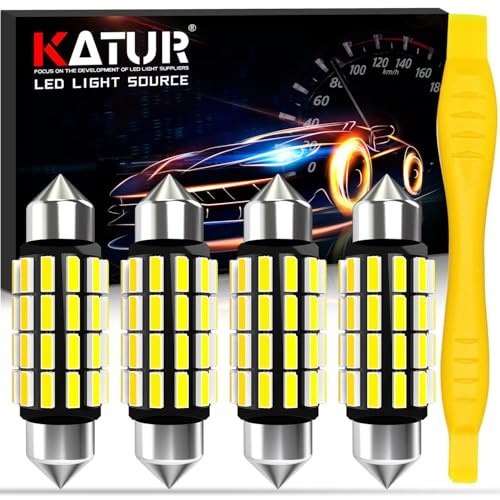 KATUR 39MM Innenraumbeleuchtung Glühbirne, 12V 24V 6000K Weiß 1.54'' Innenraumbeleuchtung Birne für Lichtkuppeln Kofferraumbeleuchtung Kennzeichenbeleuchtung, 4 Stück