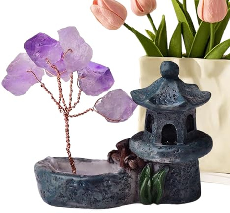 Amethyst Baum,Natürlicher Reiki Energie Kristall Geldbaum - Kleines Schreibtisch Positive Energie Wohnraum Für Schreibtisch Fensterbank Tisch