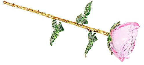 GALPADA Künstlicher Rosenstrauß aus Kristallglas mit Realistischen Blüten für Hochzeiten Partys und Heimdekoration Langlebige DIY Dekoration Pinke Rosen mit Grünem