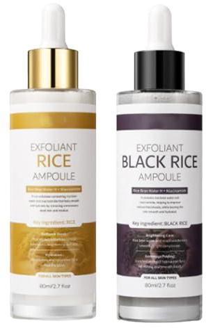 Peel Shot Glow Rice Ampoule Duo - Pure Skin Peel Shot - Peel Shot Glow Rice Ampoule Set - Peeling Gesicht - Reis Peelingserum Mitesserentferner, Porenreinigung, Feuchtigkeits, Gesichtspeeling (2PCS)