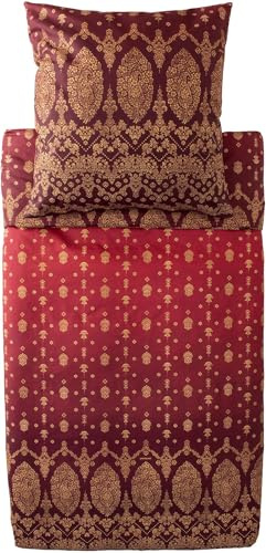 Bassetti Gold Decor Bettwäsche + 1 Kissenhülle aus 100% Baumwollsatin in der Farbe Bordeaux R1, Maße: 155x220 + 1 K 80x80 cm - 9333254
