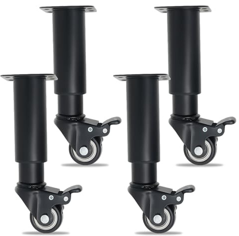 4 patas ajustables en altura con ruedas, 18,5-26 cm de altura, patas de armario ajustables, ruedas para muebles ajustables con 360 grados, para mesitas de noche, zapateros, mesas de café, sofás, color