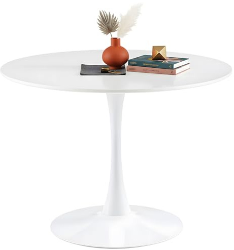 GOKHOMX tavolo pranzo rotondo bianco 110 cm da cucina rotondo 4-6 posti, Tavolo da Cucina, Bistro e Conferenze