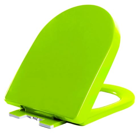 Asiento de Inodoro de PP con Cierre Suave y Lento, Tapa WC Universal Forma D, Tapa de Inodoro, Liberación Rápida, Fácil Montaje y Limpieza, Soporta Hasta 150kg, 44.5x36cm, Verde