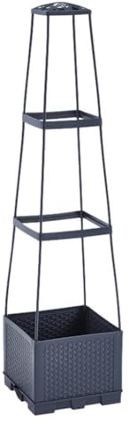 Lawnoval Cama de jardín elevada con enrejado, caja de riego automático, plantas trepadoras, tomates, flores y verduras, 3 capas, 4 capas y 3 enredaderas tejidas