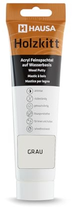 HAUSA Holzkitt 250 g Grau Holzspachtelmasse, Kitt für Holz, Holzspachtel/Füllmasse zum Reparieren von Holzschäden gebrauchsfertig ausgezeichnete Füllkraft schnelltrocknend rissbeständig