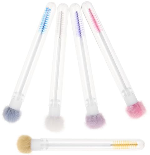 Outanaya Cepillos para Pestañas Material de Felpa y Plástico Set de 5 Diseño de Tubo Aplicador Práctico y Versátil para Maquillaje y Extensiones de Pestañas