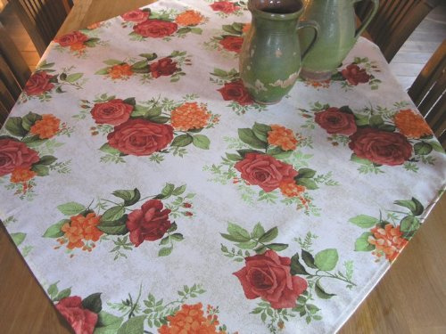 Provence Mitteldecke Natur mit Rosen und Hortensien, ca. 100x100 cm