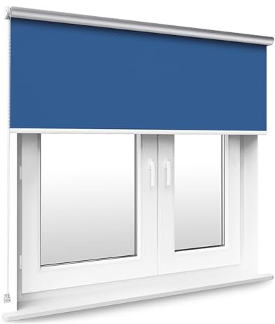 Tropik Home Thermal Blackout Navy Blue Window Roller Blind Available in 16 Width Sizes, 60cm wide (+ 4.5cm fittings)