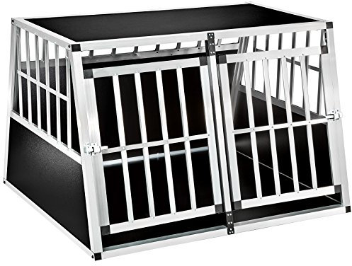 tectake® Hundebox trapezförmig Auto oder Hundebox für Zuhause, Aluminium Hundetransportbox (Double, 104 x 90,5 x 69 cm)