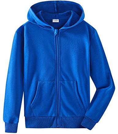 Spring&Gege Jungen Hoodie Sweatjacke Basic Einfarbig Baumwoll Kapuzenjacke für Kinder（3-14 Jahre）
