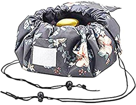 Lazy Makeup Bag,Lazy Cosmetic Bag Portable Large Travel Toiletry Bag Pouch Quick Drawstring Make up Bag Pouch Storage Organiser for Women Girls