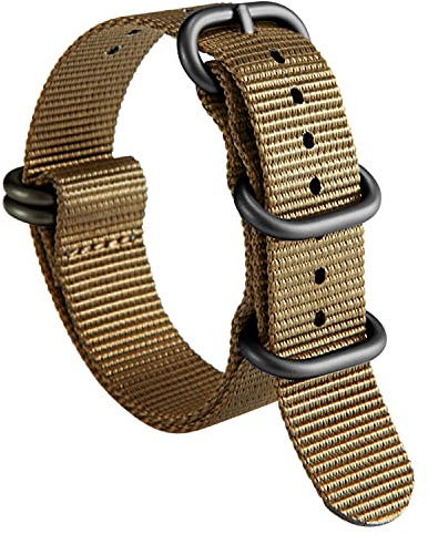 BINLUN Premium Nylon-Uhrarmband, 5-Ring-Edelstahlschließe, Robust & Komfortabel, Unisex, für 18–24 mm Handgelenke