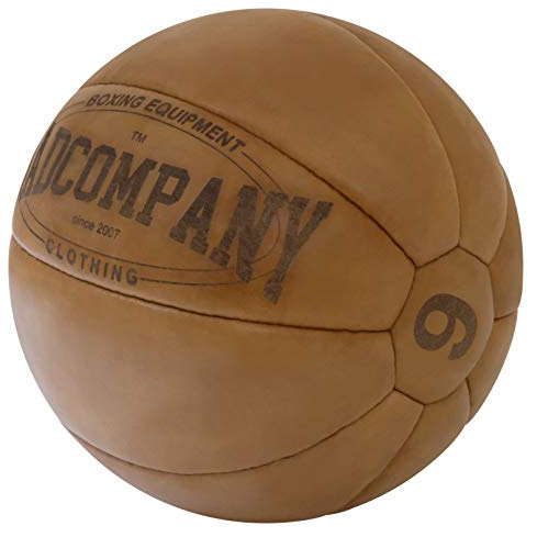 Bad Company Vintage Leder Medizinball in 10 Gewichtsstufen l Vollball aus hochwertigem Echtleder in braun oder schwarz I 1-10 kg