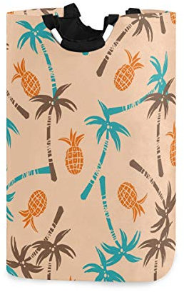 Mnsruu Tropische Kokosnuss Palme Obst Ananas Wäschekorb großer Aufbewahrungskorb mit Griffen für Geschenkkörbe, Schlafzimmer, Kleidung