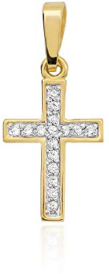 Kreuz Anhänger Gold Gelbgold Weißgold 585 14K Goldanhänger Kettenanhänger Diamanten Brillanten für Damen Jungen