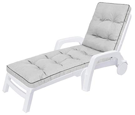 HOBBYGARDEN Auflagen für Deckchair, Liegenauflage, Gartenliege Auflage 201x55x8 cm Bequeme Polsterauflage für Sonnenliege, Liegestuhl, Kissen in Aschegrau