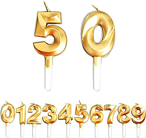 Geburtstag Kerzen, 50th Geburtstag Gold Nummer Geburtstagskuchen kerzen, Kuchen Dekoration für Geburtstag Party Hochzeit Jahrestag Abschlussfeier Feier Lieferungen