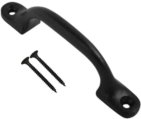 Black Door Bows Pull Handles 4 Inch Sliding Barn Door Handle Retro Bow Shaped Garden Gate Garage Shed Cabinets Door Grab Handles with Screws Pack of 1