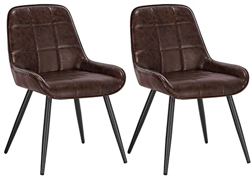WOLTU Esszimmerstühle 2er Set, Küchenstühle gepolstert | ergonomisch mit Rückenlehne, Kunstleder, für Wohnzimmer Küche Esszimmer, Dunkelbraun