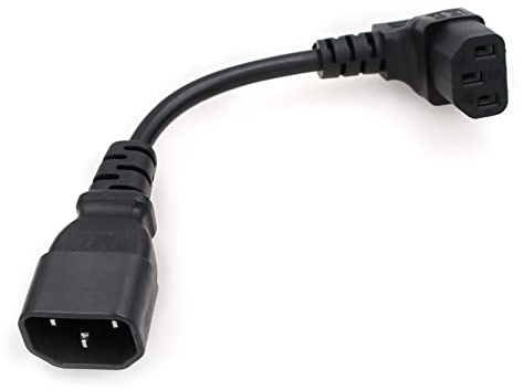 ZBLZGP Enkel hane C14 till vinkel hona C13 kort effekt IEC 320 förlängningssladd adapter kabelsladd (rak C14 till vinkel C13)
