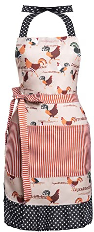 Alex Virtue Lovely Flower Pattern Retro Aprons With Large Pockets for Women Girls Cooking Kitchen Bakery Mother's Gift (Lovely Chicken)