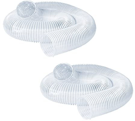 POWERTEC 70129-P2 Aspirateur de travail du bois et d'atelier en PVC de 6,3 cm, raccords de collecte de poussière de 6,3 cm, lot de 2 flexibles transparents très résistants, tuyau de 6,3 cm x 3 m