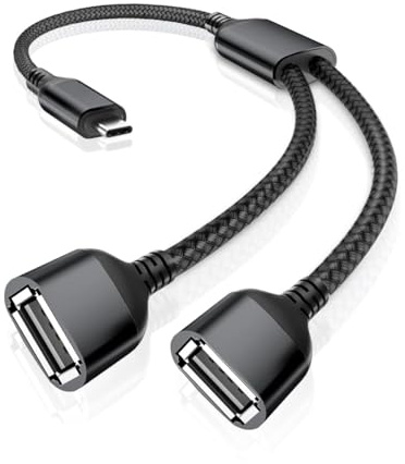 RUXELY Cable USB C a Doble USB A 2.0 Hembra 1M,Divisor Tipo C Macho a 2 Micro USB OTG Concentrador Extensor Adaptador Convertidor 2 en 1 Hub para iPhone 16 16e 15,Mac,iPad,Galaxy S22 S23 S24 S25 Ultra