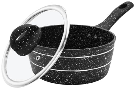 ROYALFORD Saucepan 20Cm | Induction Safe Sauce Pot with Tempered Glass Lid | Forged Aluminium Cookware with 5-Layer Non-Stick Granite Coating Cooking Pot | PFOA Free Dishwasher Safe | Terranox Series