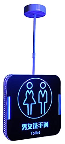 Insegna a LED per bagno, numero di promemoria per toilette luminoso a doppia faccia, segno di guida per WC sospeso (C)