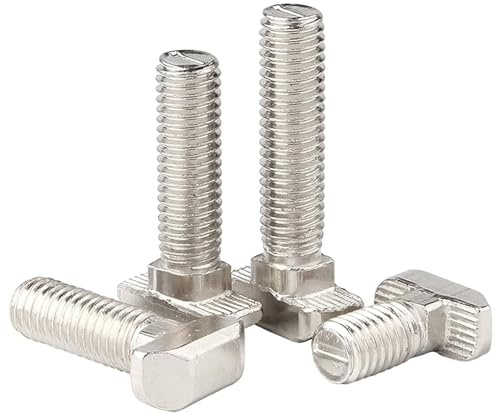 M5 x 30mm Metric Thread T Slot,Drop-in Stud Sliding T-Bolt,Hammer Head Bolt,T Screw Stud for 2020 Series Standard 6mm T-Slot Aluminum Extrusion Profile,Carbon Steel Nickel Plated (20-Series,40 Pcs)