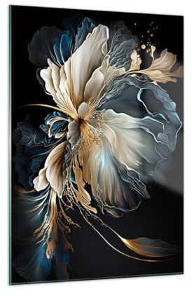 Moderne Impression sur Verre Fiore Botanica Art Deco Image Tableau en Verre Decoration Murale 50x70cm Deco Salon Chambre Cuisine Vertical Petit Tableaux Decoratifs Muraux Art Wall Decor GPA50x70-5766