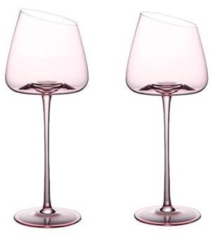 ONSMO Verres À Vin Rouge - Verres en Cristal À Bec Biseauté, Base Épaissie, Ne Se Renverse Pas. 2 Ensembles De 2 Bouteilles De 580 ML