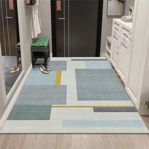 RUGMRZ Schallschutz Teppich Fleckerlteppich Grau-Blaue geometrische Design Linie Dekoration ist weich und Nicht verformt Deko 200X260CM