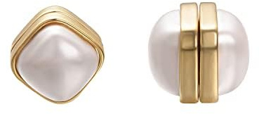 vogem Orecchini magnetici da donna placcati oro con perle magnetiche senza fori per le orecchie, Perla simulata, Perla sintetica, Rettangolare, TCE1676A1-DE