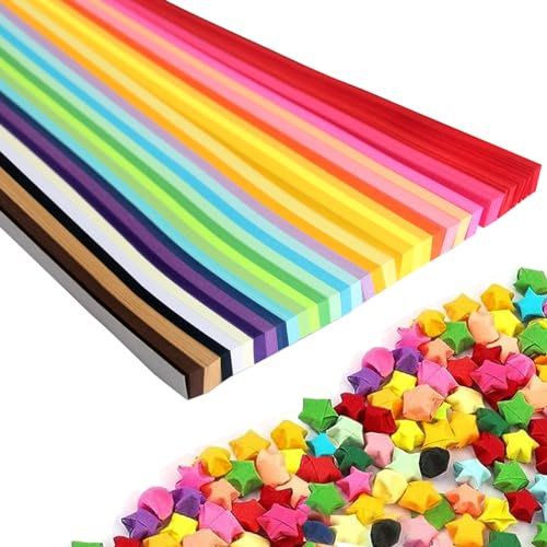 1030 Stelle di carta per origami, stelle di carta, carta per origami a doppia faccia, decorazione fai da te a mano a forma di stella portafortuna, 27 colori