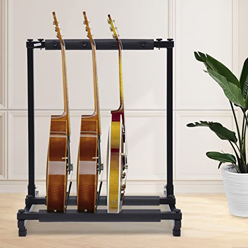 3-Fach Gitarrenständer Multistand Gitarrenstativ Mehrfach Gitarrenhalter Verstellbare Füße Guitar Stand Multi-gitarren-rack,für Haushalte Konzertsäle Musikinstrumentengeschäfte 67 * 13.5 * 11.5cm