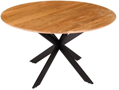 Riess Ambiente Esstisch Galaxie 130cm - schwarz Natur - Akazienholz | Massiv, individuelle Maserung, stabile Konstruktion, robust, Industrial Design, höhenverstellbaren Füße