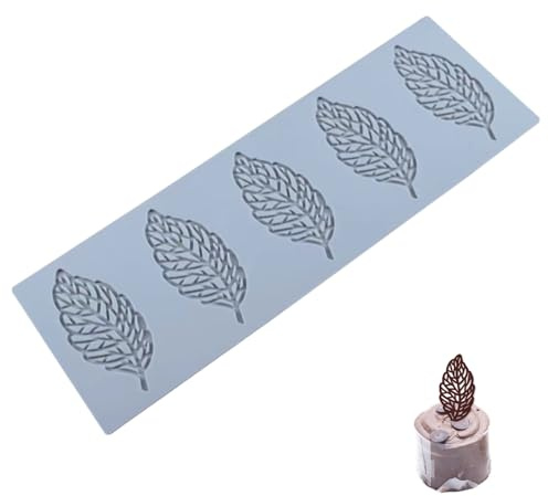 Silicone Leaf Molds for Cake, Leaves Shape Cake Fondant Mold, Flexible Lace Leaf Candy Moulds for Chocolate Resin Soap Baking Craft Decorations, Tuile Embossing Silicone Mat for Cake Decorating