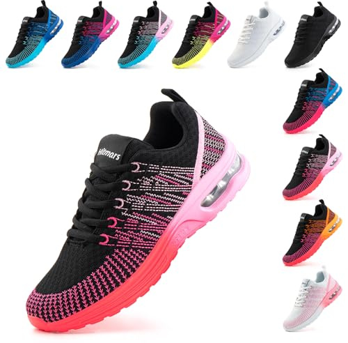 Hitmars Scarpe Running Donna Scarpe Ginnastica Scarpe Corsa Sportive Air Sneakers Traspiranti Leggero Camminata Running Fitness Jogging Casual Scarpa Rosa Rosso EU 40